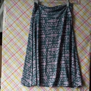 LuLaRoe Green Midi A-Line Skirt Pleated Casual